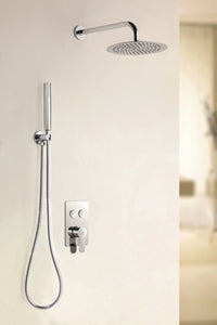 Malaga polished chrome complete shower set. Round shower system 10 inches Aquassent