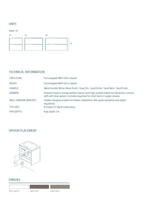 Milan 64 inches double sink bathroom vanity with sink , 4 Drawers, 2 open modules. Modern vanities. Roca Group
