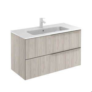 Milan 40 inches modern wall mounted bathroom Vanity 2 Drawers with matte white sink console Roca Group