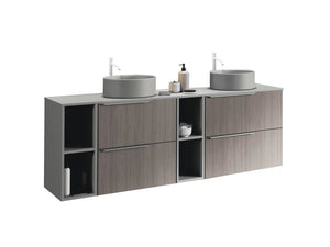 Milan 64 inches double sink bathroom vanity with sink , 4 Drawers, 2 open modules. Modern vanities. Roca Group