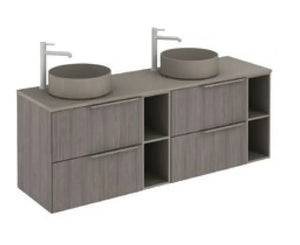 Milan 64 inches double sink bathroom vanity with sink , 4 Drawers, 2 open modules. Modern vanities. Roca Group