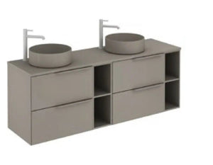 Milan 64 inches double sink bathroom vanity with sink , 4 Drawers, 2 open modules. Modern vanities. Roca Group