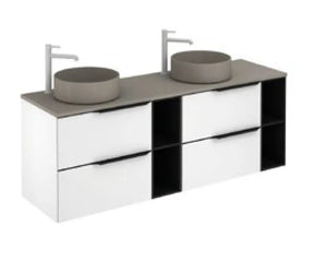 Milan 64 inches double sink bathroom vanity with sink , 4 Drawers, 2 open modules. Modern vanities. Roca Group