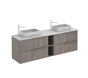 Milan 72 inches double sink bathroom Vanity 4 Drawers, 1 open module. Roca Group