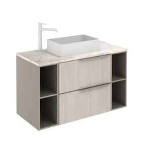 Milan 40 inches modern Floating bathroom vanity 2 Drawers, 2 open modules. Roca Group