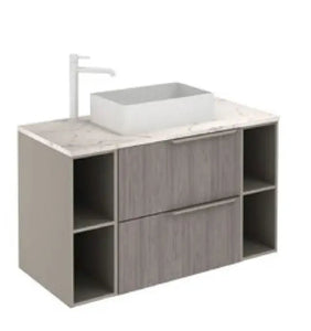 Milan 40 inches modern Floating bathroom vanity 2 Drawers, 2 open modules. Roca Group