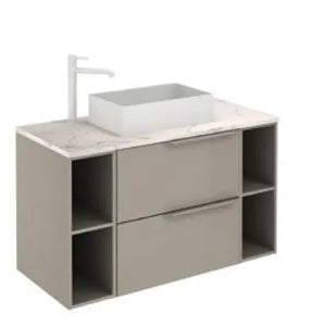 Milan 40 inches modern Floating bathroom vanity 2 Drawers, 2 open modules. Roca Group