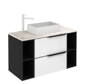 Milan 40 inches modern Floating bathroom vanity 2 Drawers, 2 open modules. Roca Group