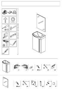 Pack Piccolo 18 inches floating small bathroom Vanity with sink and mirror. Roca Group