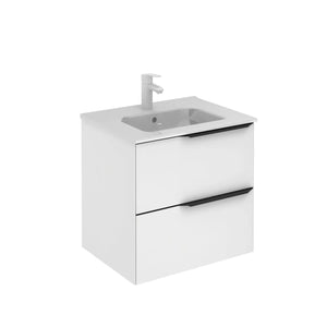 Milan 24 inches modern wall mounted bathroom Vanity 2 Drawers with ceramic sink console Roca Group