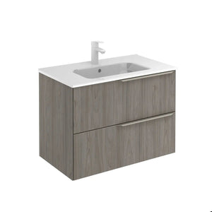 Milan 32 inches modern wall mounted bathroom Vanity 2 Drawers with ceramic sink console. European brand Roca Group