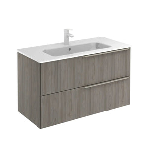 Milan 40 inches modern wall mounted bathroom Vanity 2 Drawers with matte white sink console Roca Group