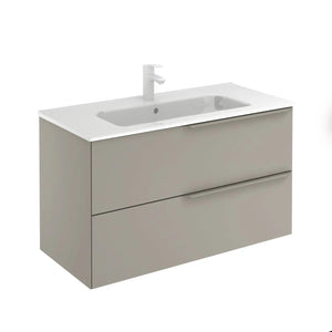 Milan 40 inches modern wall mounted bathroom Vanity 2 Drawers with matte white sink console Roca Group