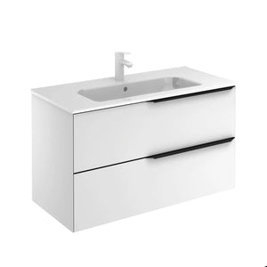 Milan 40 inches modern wall mounted bathroom Vanity 2 Drawers with matte white sink console Roca Group