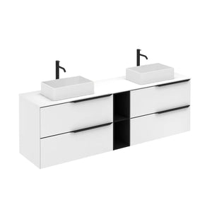 Milan 72 inches double sink bathroom Vanity 4 Drawers, 1 open module. Roca Group