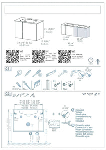 Neox 24 inches modern small floating bathroom Vanity ,2 doors with ceramic sink console Roca Group