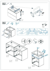 Neox 56 inches modern floating bathroom Vanity with sink, 2 drawers, 2 doors .Ceramic sink console Roca Group