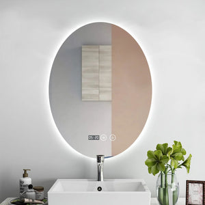OVAL LED mirror. Touch sensor, defogger, temperature (°F) and clock Secret Bath