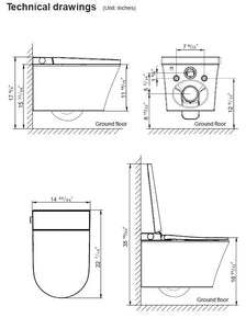 Roca Omi Wall Hung Smart Toilet, White Vitreous China/White Roca