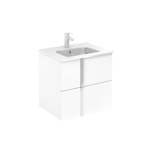 Neox 24 inches modern wall mounted small bathroom Vanity 2 drawers with ceramic sink console Roca Group