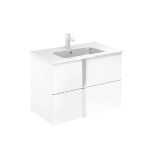 Neox 32 inches modern floating bathroom Vanity with sink.  2 drawers vanity. Ceramic sink console 32" Roca Group