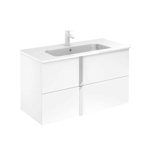 Neox 40 inches modern wall mounted bathroom Vanity 2 drawers with ceramic sink console Roca Group