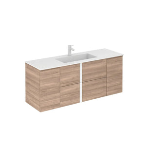 Neox 56 inches modern floating bathroom Vanity with sink, 2 drawers, 2 doors .Ceramic sink console Roca Group
