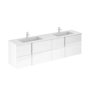 Neox 80 inches modern floating double bathroom Vanity with sink console. Contemporary wall mounted bathroom vanity 80inches. Roca Group