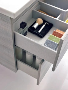Neox 36 inches modern wall mounted bathroom Vanity with ceramic sink console. 2 drawers. Contemporary vanities. Roca Group