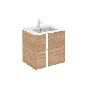 Neox 24 inches modern wall mounted small bathroom Vanity 2 drawers with ceramic sink console Roca Group
