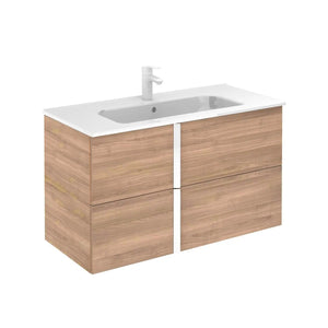 Neox 40 inches modern wall mounted bathroom Vanity 2 drawers with ceramic sink console Roca Group