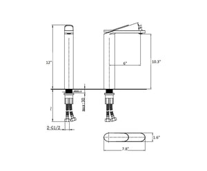 Pro Tall single handle bathroom sink faucet. Vessel sink faucet. Tall Basin Tap Marti 1921
