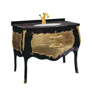 Palace black and gold bathroom vanity. Swarovski crystals inlaid. Vintage bathroom vanity. Classic style vanities. Taberner