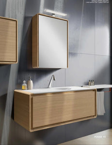 Poeme Contemporary Floating 40" bathroom vanity set. Summit natural oak. Secret Bath