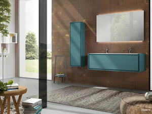 Poeme Contemporary Floating double sink bathroom vanity set 49". Vite lead finished Secret Bath