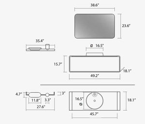 Poeme Contemporary Floating 49" bathroom vanity set. Summit white oak. Secret Bath