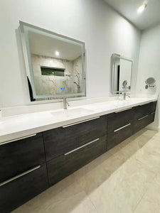 Custom bathroom vanities. Custom bathroom cabinets. Any size, several finishes available. Secret Bath