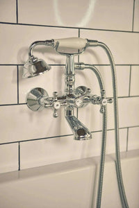 Carmen by Roca Chrome wall bathtub faucet. Vintage faucets. Traditional shower faucets