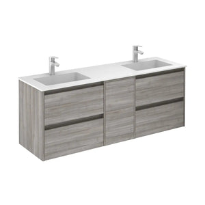 Samoa 60 inches wall mounted Bathroom with double sink console. Contemporary vanities Roca Group