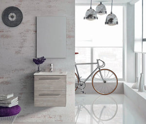 Pack Stay 20 inches wall mounted bathroom Vanity 2 drawers with ceramic sink console and mirror Roca Group