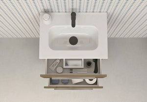 Pack Stay 20 inches wall mounted bathroom Vanity 2 drawers with ceramic sink console and mirror Roca Group