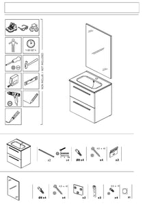 Pack Stay 20 inches wall mounted bathroom Vanity 2 drawers with ceramic sink console and mirror Roca Group