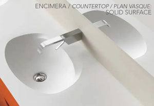 Vienna Contemporary Floating 84" double sink bathroom vanity. Orange glossy Secret Bath