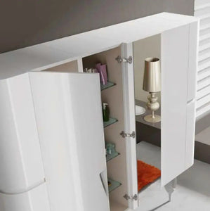 Vienna Contemporary Floating 84" double sink bathroom vanity. Orange glossy Secret Bath