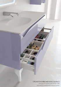 Vienna Contemporary Floating 48" single sink bathroom vanity. Light Violet glossy Secret Bath
