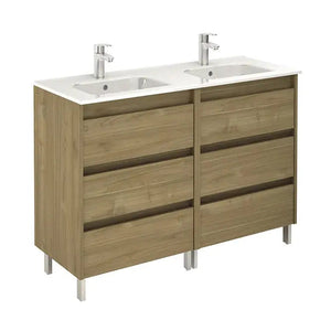Samoa 48 inches Modern Standing Bathroom Vanity 6 Drawers with double sink console Roca Group