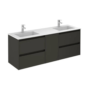 Samoa 60 inches wall mounted Bathroom with double sink console. Contemporary vanities Roca Group