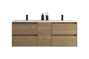 Samoa 60 inches wall mounted Bathroom with double sink console. Contemporary vanities Roca Group