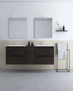 Samoa 60 inches wall mounted Bathroom with double sink console. Contemporary vanities Roca Group