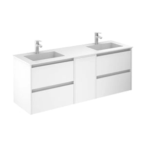 Samoa 60 inches wall mounted Bathroom with double sink console. Contemporary vanities Roca Group